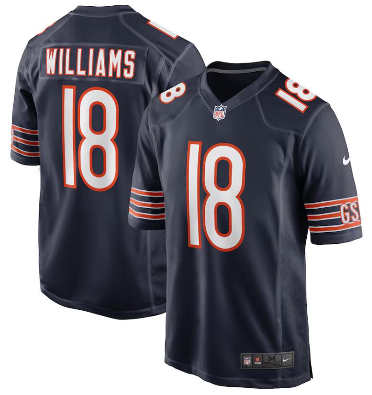 Men Chicago Bears 18 Caleb Williams Nike Navy Blue Alternate 2024 NFL Draft First Round Pick Player Game Jersey